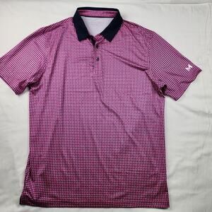 Maelreg Performance Polo Men’s Pink Blue Geometric Stretch Large Golf Colorful